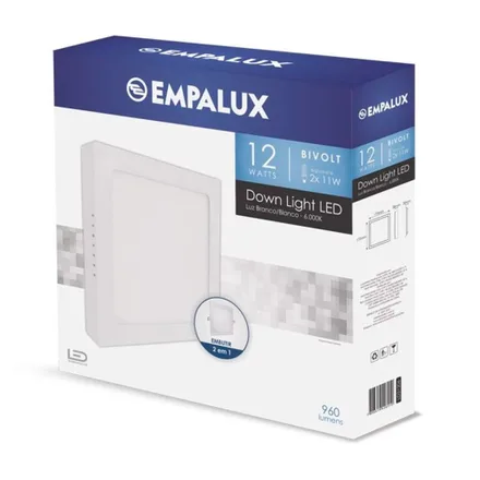 Panel Empalux 31206 12 W Luz Fria Led Cuadrado.