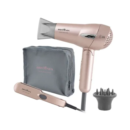 BRITANIA KIT TRAVEL ROSE GOLD SECADOR1200W+ALISADOR ION BIVOLT