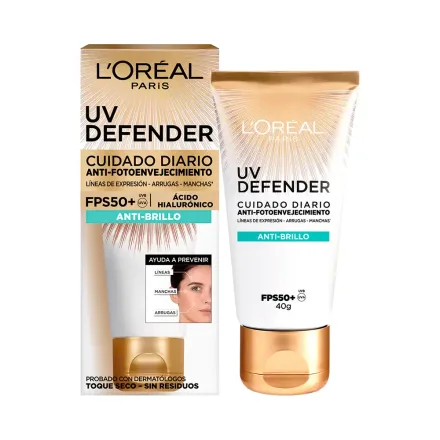 Protector Solar Facial Loreal Paris Uv Defender Fps 50 Plus Anti Brillo 40g