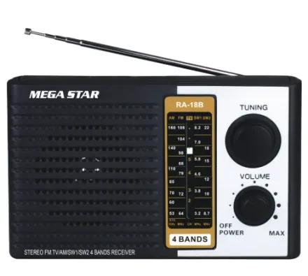 MEGASTAR RADIO PORTATIL RA18C AM/FM/4BANDAS A PILA