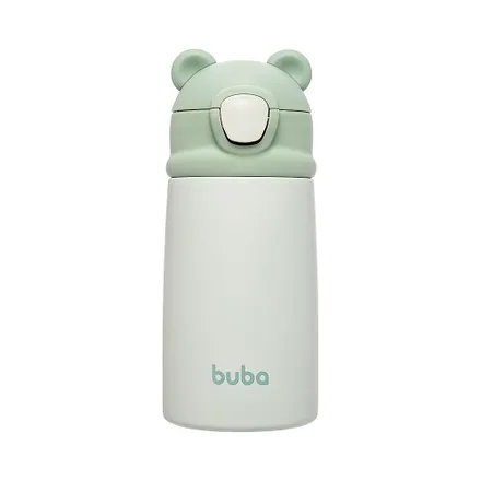 Botella Termica Con Pajita Buba Osito Peluche Verde 320ml