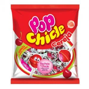 Pirulito Berbau Pop Recheio Chicle Cereja 500g