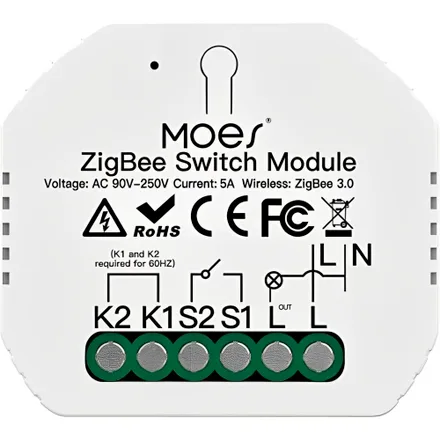 Interruptor Inteligente Moes MS-104ZR 1Gang/Zigbee/Wi-Fi - White