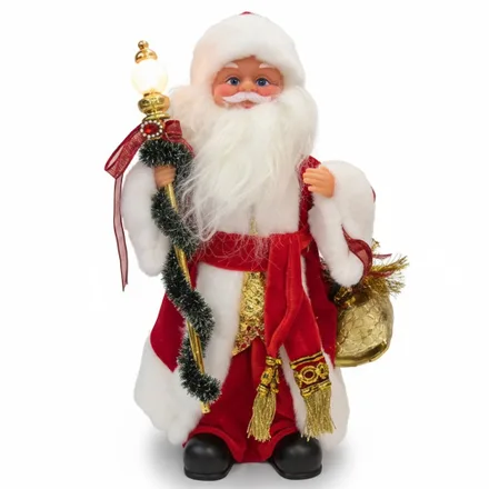 Adorno Navideno Papa Noel JT25 Baston Musica