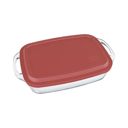 Asadera Rectangular De Vidrio Marinex Con Tapa 65390201016215 3.5 L