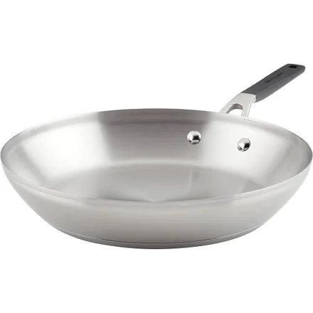 Frigideira KitchenAid 71025 Indução Antiaderente Aço Inoxidável Escovado 30CM – Prata