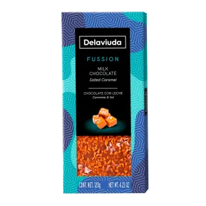 Barra Chocolate Delaviuda Fussion Ao Leite Caramelo Sal 120g