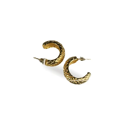 BRINCO FOLHEADO ARGOLA RISCADINHA DOURADO