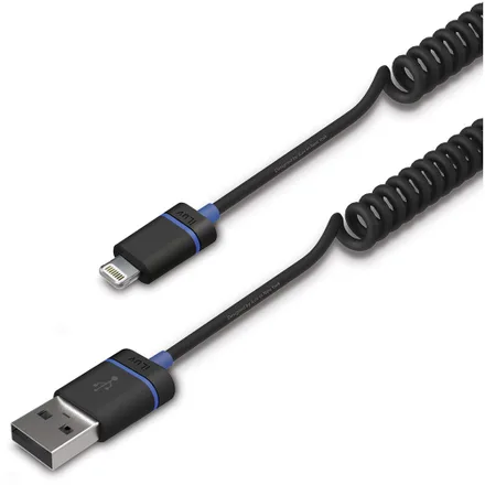 Cabo iLuv 1.5m Usb-A/Lightning Premium Coiled Preto – ICB261BLK