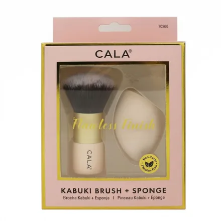 Set Brocha Y Esponja Cala Kabuki Pink
