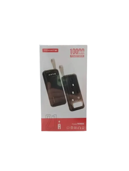 TOMATE CARGADOR PORTATIL TK1003 2.1A 10000MAH (ANATEL) NEGRO