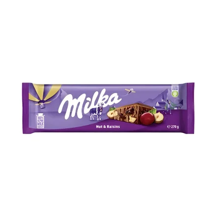 Chocolate Milka Hazelnuts Raisins 270 Gr