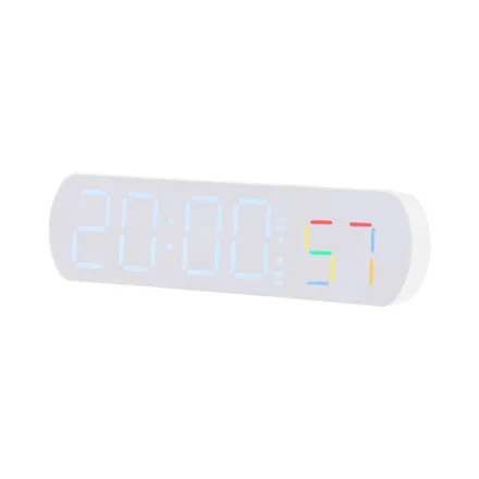 Reloj Digital De Mesa Satellite Ac T6882 Led Blanco Celeste