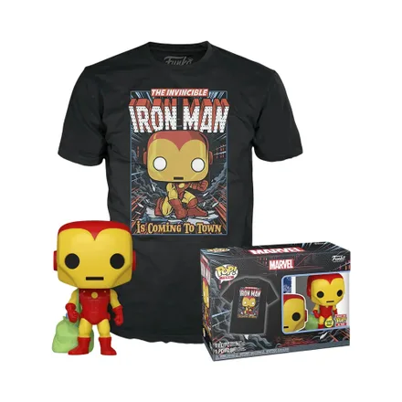 Muñeco Funko Pop Con Remera L Marvel Holiday Iron Man