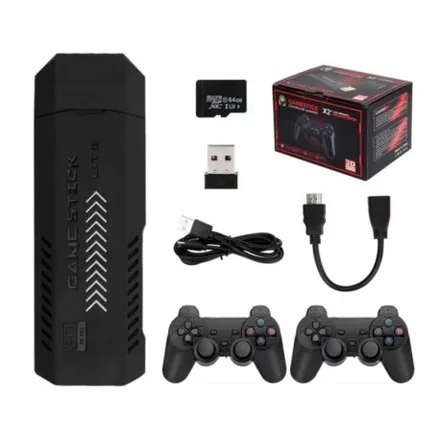 Game Stick X2 Plus 4K Jogos 2 Controles 64GB