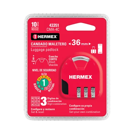Candado Combinacion Maleta Hermex 36mm