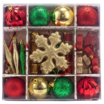 Adorno Navideno Caja L8 657 45 Piezas Surtidos