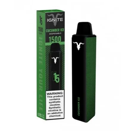 Vape Descartavel Ignite V15 1500 Puff 5 Nicotina Cucumber