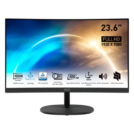 Monitor MSI Pro MP2412C 23.6" Full HD 100Hz HDMI DP - Preto