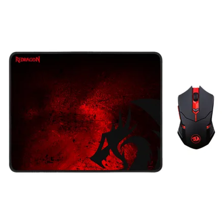 Combo Gamer Redragon M601WL-BA Mouse Inalámbrico + Mousepad - Negro/Rojo