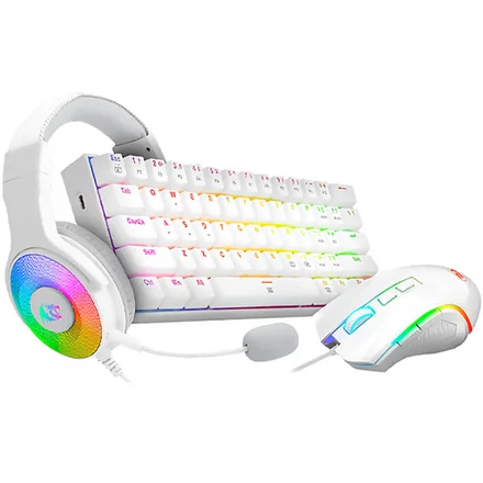 Kit Redragon Gaming Essentials S129W con Teclado + Mouse + Headset - Blanco