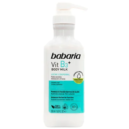 Leite Corporal Babaria Hidratante Vit B3 Plus Pele Sensivel Atopica 500ml